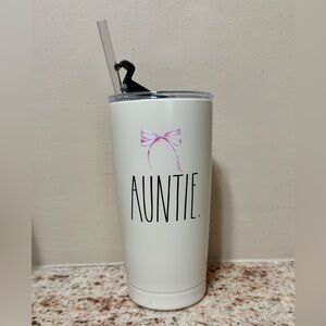 Rae Dunn. Auntie Cream Tumbler with Straw